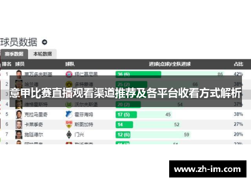 意甲比赛直播观看渠道推荐及各平台收看方式解析