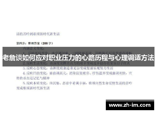 老詹谈如何应对职业压力的心路历程与心理调适方法 老詹谈如何应对职业压力的心路历程与心理调适方法