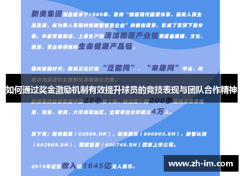 如何通过奖金激励机制有效提升球员的竞技表现与团队合作精神